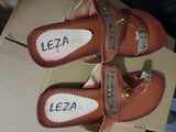 Brown leather Pakistani ladies Khaeri flat shoes by Leza