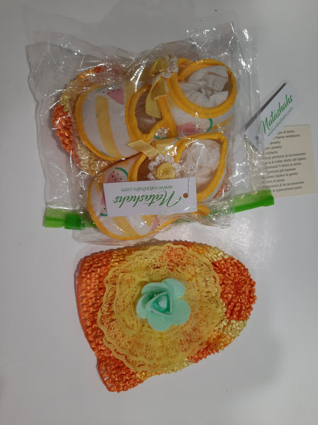 Yellow Baby Headband and Baby socks gift set