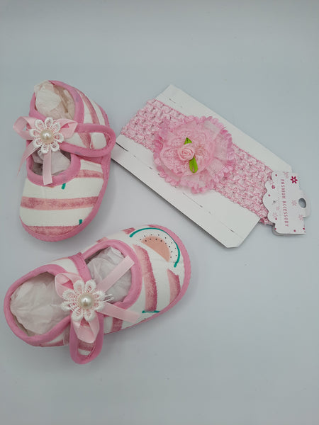 Light Pink Baby Headband and Baby socks gift set