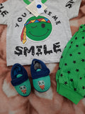 Baby pants and shirt set of 2 pcs in green and grey color