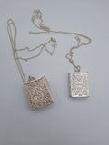 Pure silver metal Holy Book locket pendant necklace with pure silver chain openable