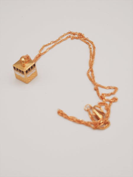 Islam muslim kaaba in mecca pendant muslim gold-plated kaaba pendant with chain