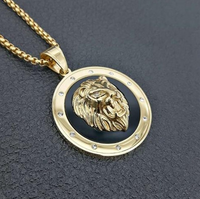 Fashion Personality Animal Lion Head Gold Color Personality Domineering Pendant Necklace for Men Trend Hip Hop Street Jewelry