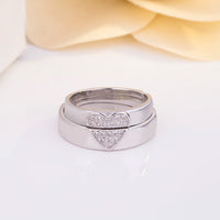Zircon Couple Ring S925 Sterling Silver Rings Men and Women Couple Ring Adjustable 1 Pair Wedding 925 Fine Set Valentine's Gift