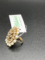 Adjustable White pearls ring for bridal and other occasions