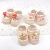3pairs/Set Infant Newborn Baby Girls Slipper Lace Flowers Socks Headband Gift Foot Socks Accessories Photo Props For 0-3 Babies