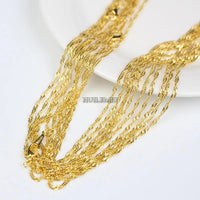 2mm Gold Color Water Wave Chain Necklaces 20" Fashion Jewelry Necklace Chains