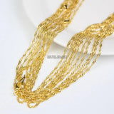 2mm Gold Color Water Wave Chain Necklaces 20" Fashion Jewelry Necklace Chains