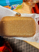 Golden clutch for weddings and parties with golden chain and diamontees