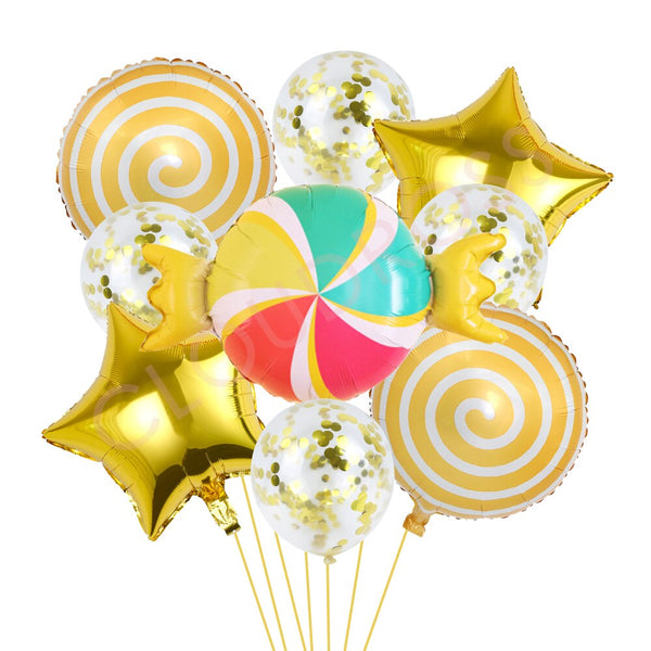 1Set Ice Cream Donuts Aluminum Foil Balloons Candy Confetti Balloon Happy Birthday Baby Shower Decor Boy Girl DIY Party Supplies