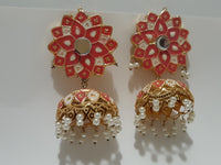 White & pink meena earrings - NATASHAHS
