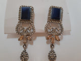 Navy Blue Cleopatra style earrings with silver base - NATASHAHS