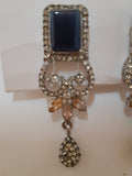 Navy Blue Cleopatra style earrings with silver base - NATASHAHS