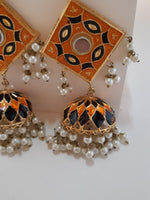 Orange & Black meena earrings - NATASHAHS