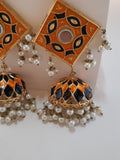 Orange & Black meena earrings - NATASHAHS