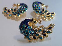 Multi-color Peacock Earrings & Ring set - NATASHAHS