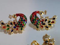 Multi-color Peacock Earrings & Ring set - NATASHAHS