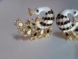 White & Black Peacock Earrings - NATASHAHS