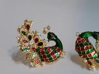 Dark Green Peacock Earrings - NATASHAHS