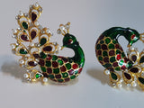 Green & Red Peacock Earrings - NATASHAHS