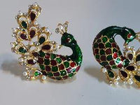 Dark Green Peacock Earrings - NATASHAHS