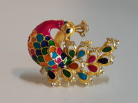 peacock shape meena multi-colored ring - NATASHAHS