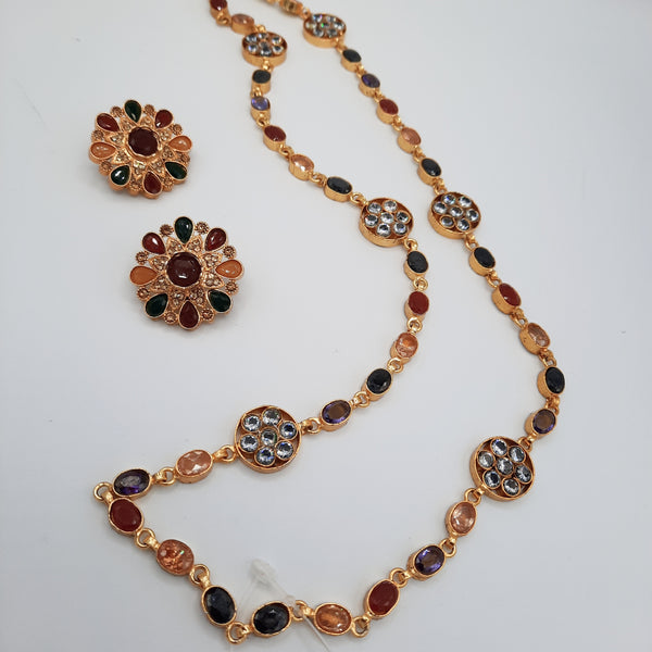 Royal multi stoned elegant long necklace NS-04P12 - NATASHAHS