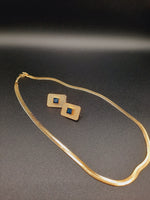 Square flat earrings with waterproof chain necklaces - NATASHAHS