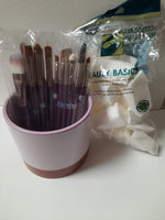 ceramic holder for makeup brushes and makeup applicator gift pack