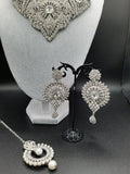 Silver zircon stones bridal jewelry set for wedding party