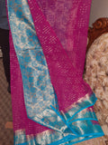 Stitched Banarsi sleeveless indian saree available