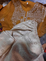 Stitched Net dress for Mehndi Mayon with dupatta shirt and trouser