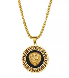Fashion Personality Animal Lion Head Gold Color Personality Domineering Pendant Necklace for Men Trend Hip Hop Street Jewelry