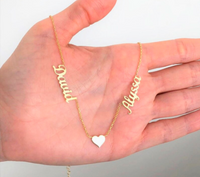 Personalized Two Names Necklace With Heart - NATASHAHS