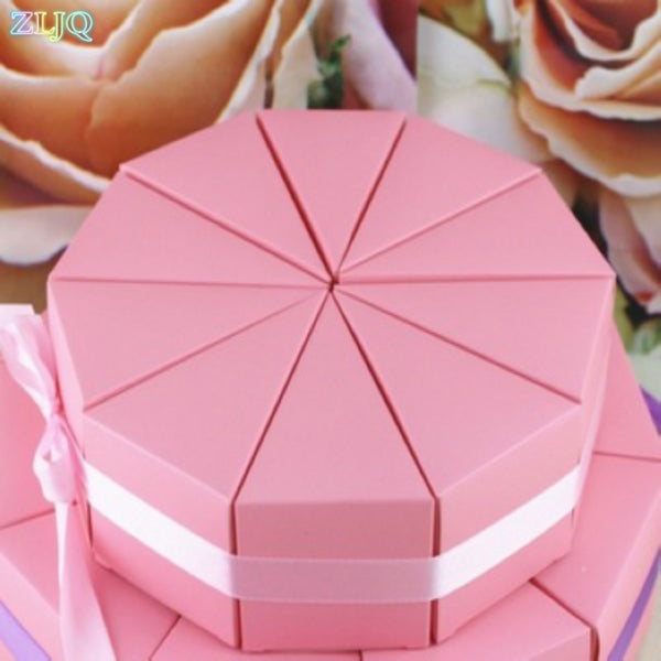 10pcs/lot Cake Style Bridemaid Gift Bag Wedding Candy Box Birthday Party Supplies christmas Baby Shower Gift Boxes 8D