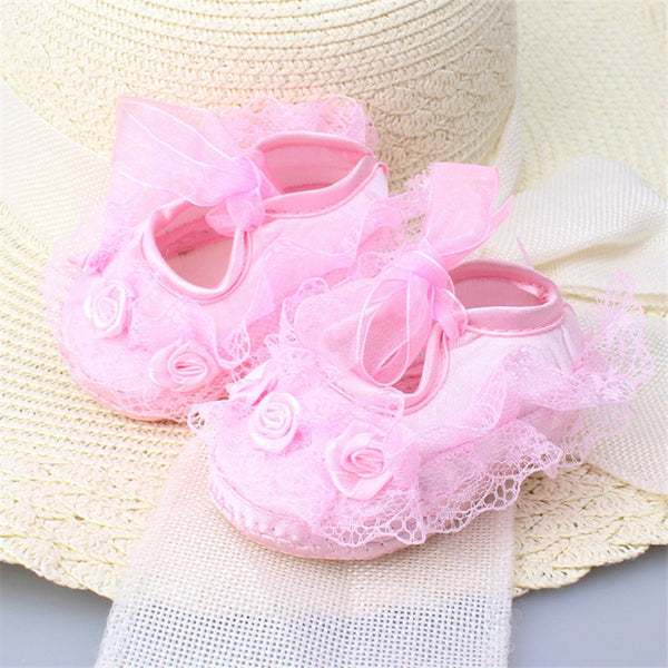 Baby Girl Shoes First Walkers Lace Floral Newborn Baby Shoes Princess Infant Toddler Baby Shoes for Girls Party