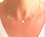 Personalized Two Names Necklace With Heart - NATASHAHS