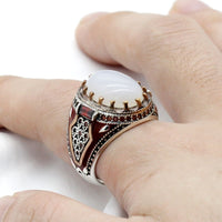 Classic Fashion Rings for Men Silver Color Knight Ring Luxury Domineering White Stone Zircon Inlay Punk Ring Party Jewelry Gift