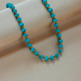 Sky Blue Half moon curve earrings with blue beads necklace - NATASHAHS