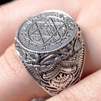 Fashion Ancient Greek Five-pointed Star Astronomical Figure Ring Good Luck Amulet Religious Personality Ring Men's Jewelry Gift