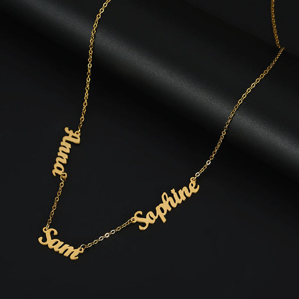 3 Inscriptions Multiple Name Necklace in 18k gold plating - NATASHAHS