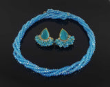 Sky Blue colored crystal beads necklace & earrings set - NATASHAHS