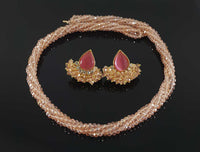 Red colored crystal beads necklace & earrings set - NATASHAHS