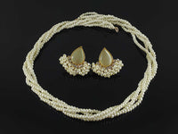 White colored crystal beads necklace & earrings set - NATASHAHS