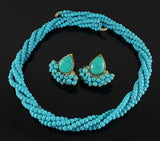 Sky Blue colored crystal beads necklace & earrings set - NATASHAHS