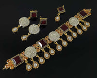 Bridal Jewelry in Golden base with Champaigne precious stones - NATASHAHS