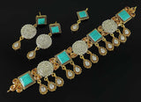 Peacock Style Jewelry in Golden base with Maroon precious stones - NATASHAHS
