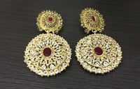 Round Pendulum gold-plated Big Earrings - NATASHAHS