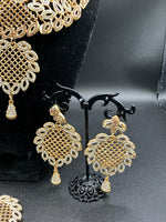 golden zircon stones bridal jewelry set