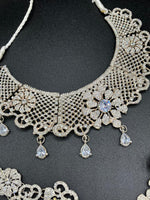 Silver zircon stones bridal jewelry set